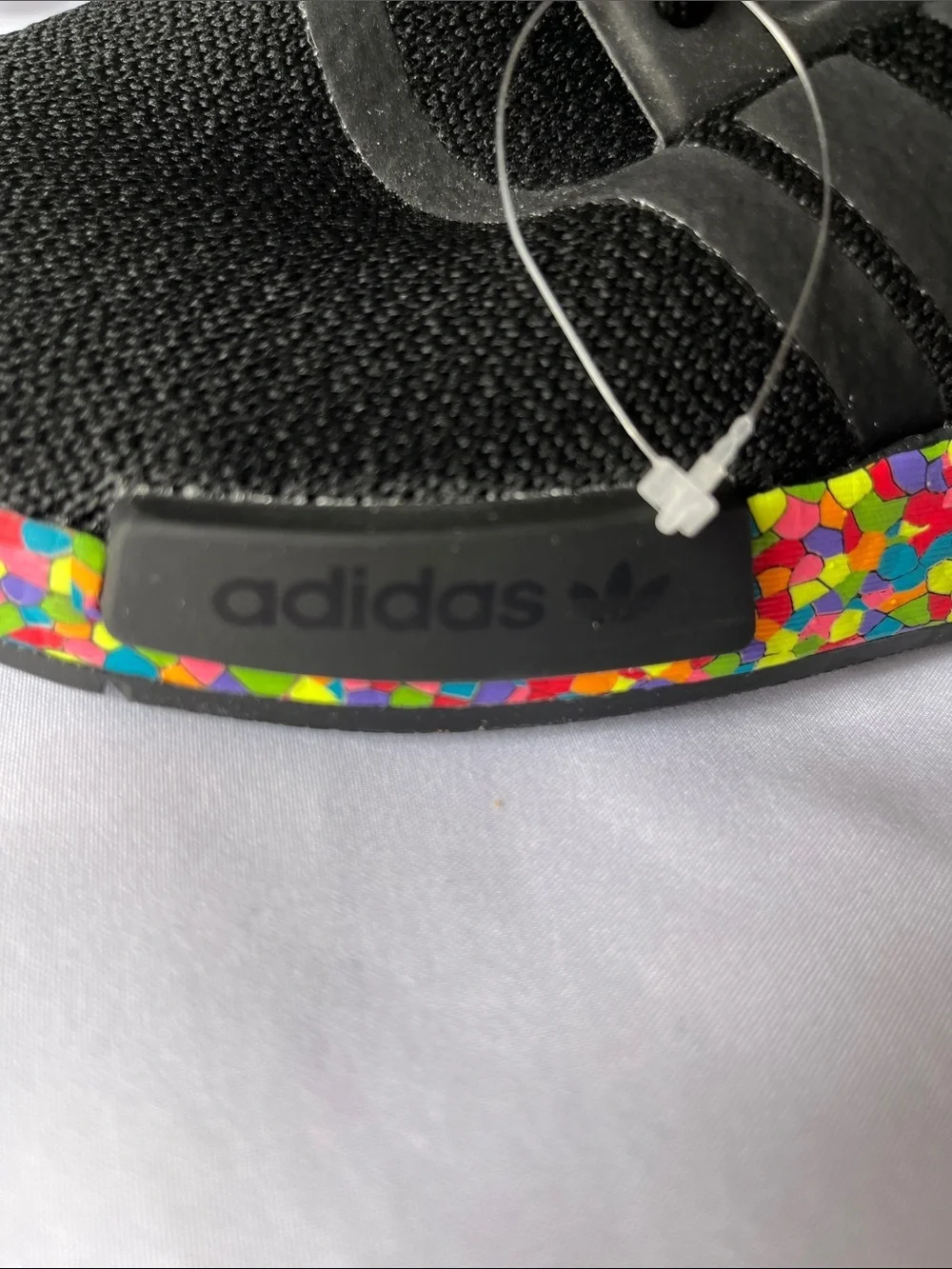 adidas Kids Black Sneakers with Rainbow Sole Accent